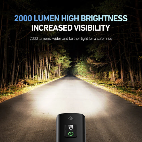 2000 Lumens CYCLAMI Bike Headlight Bicycle Flashlight Handlebar Type-C MTB Road Highlight BR2000 Front Lamp Light Aluminum Alloy