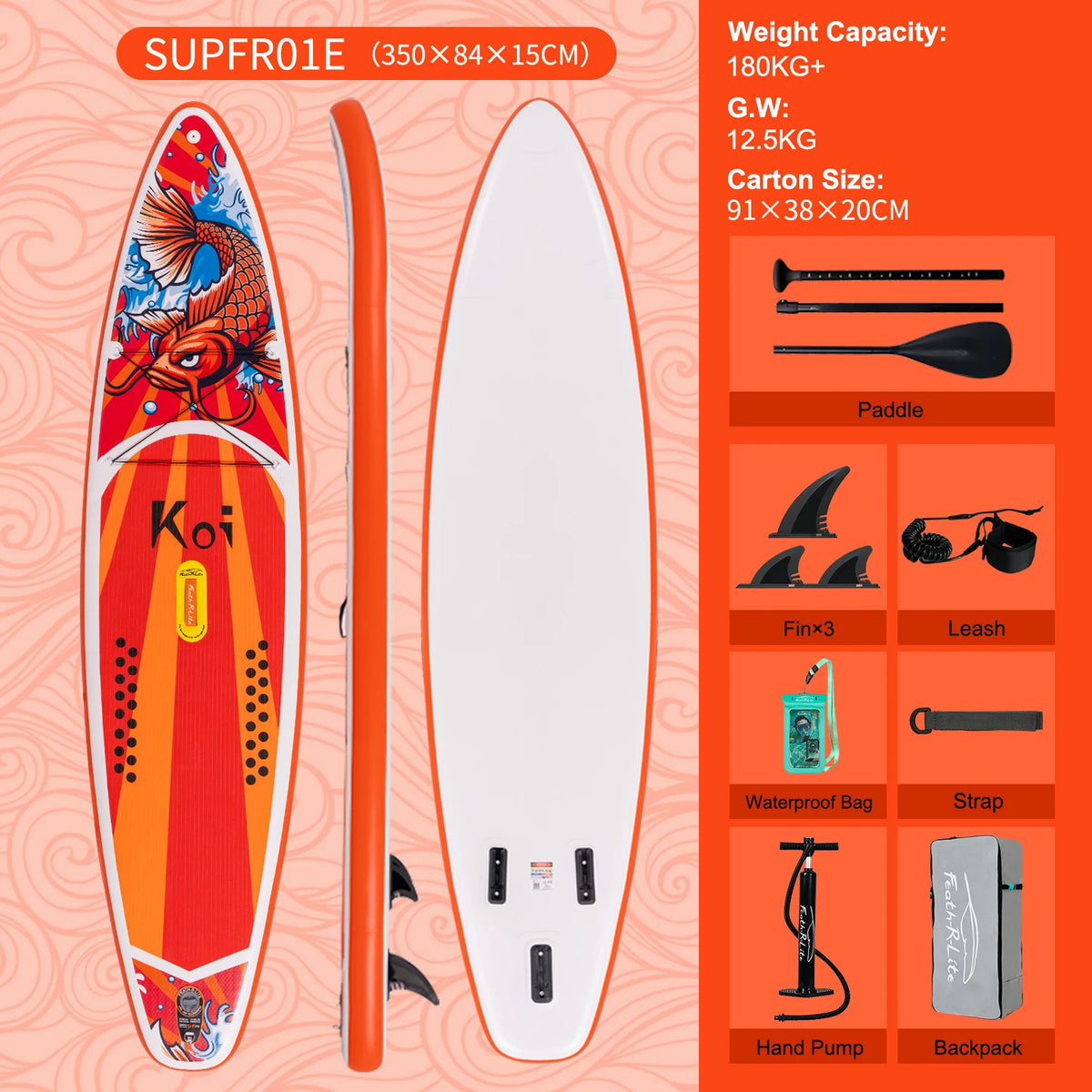 Feath-R-Lite 11'6" / 11' Inflatable Stand up Paddle Board SUP Surfboard with Accessories Lightweight Portable Paddle Board for Surfing