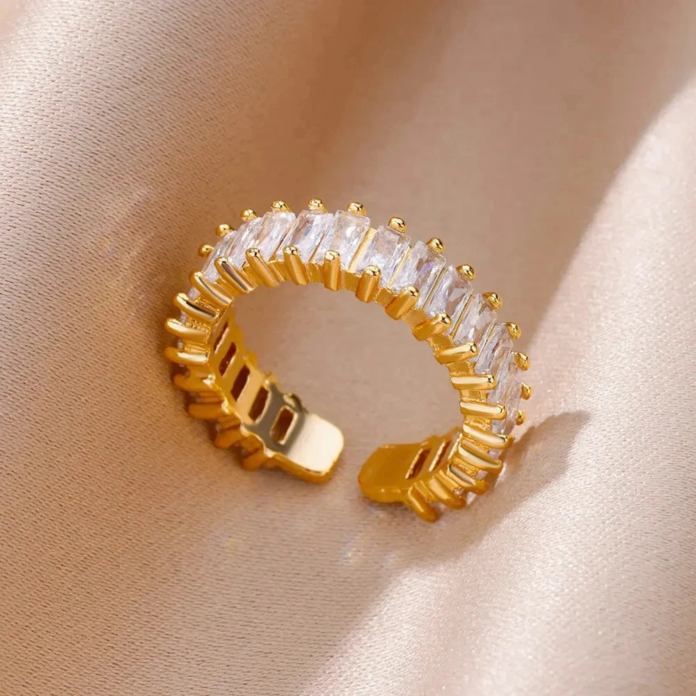 316L Stainless Steel Rings for Women Gold Color Never Fade Luxury Classic rings wedding couple rings Jewelry Free Shipping