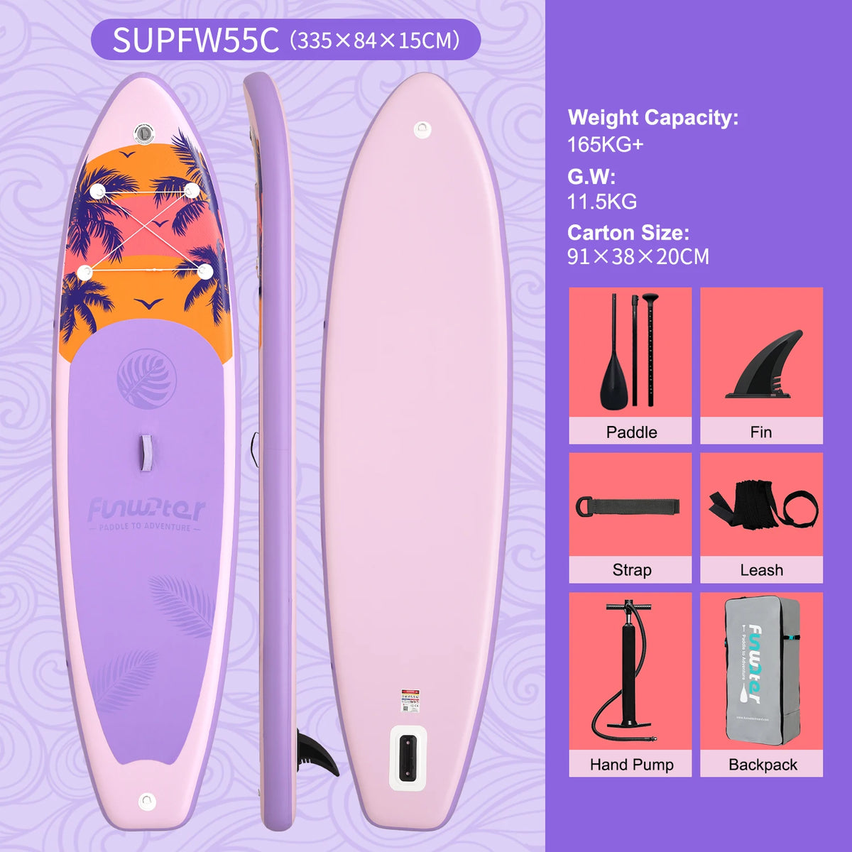 Feath-R-Lite 11'6" / 11' Inflatable Stand up Paddle Board SUP Surfboard with Accessories Lightweight Portable Paddle Board for Surfing