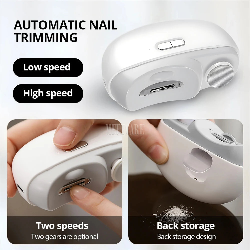 2in 1 Auto Wireless Nail Clippers for Adult Child Electric Nail Grinder Trimmer Finger Toe Manicure Cutter Tool
