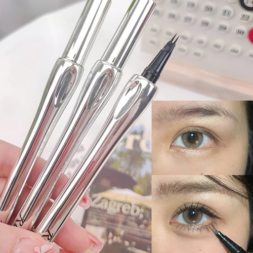 2-Point Liquid Eyebrow Pencil Waterproof Sweat-proof Outline Wild Eyebrow Easy To Wear Microblade Brow&Eyeliner Pen Cosmetics