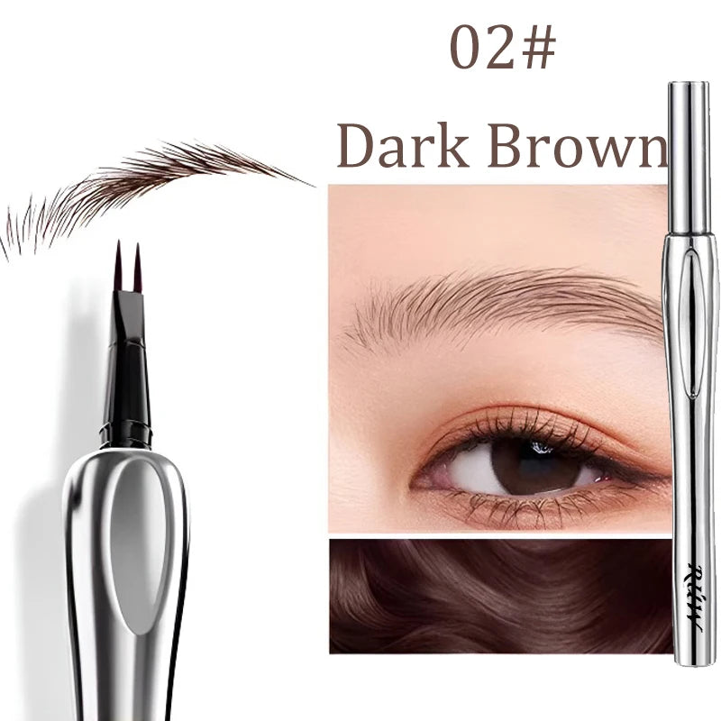 2-Point Liquid Eyebrow Pencil Waterproof Sweat-proof Outline Wild Eyebrow Easy To Wear Microblade Brow&Eyeliner Pen Cosmetics