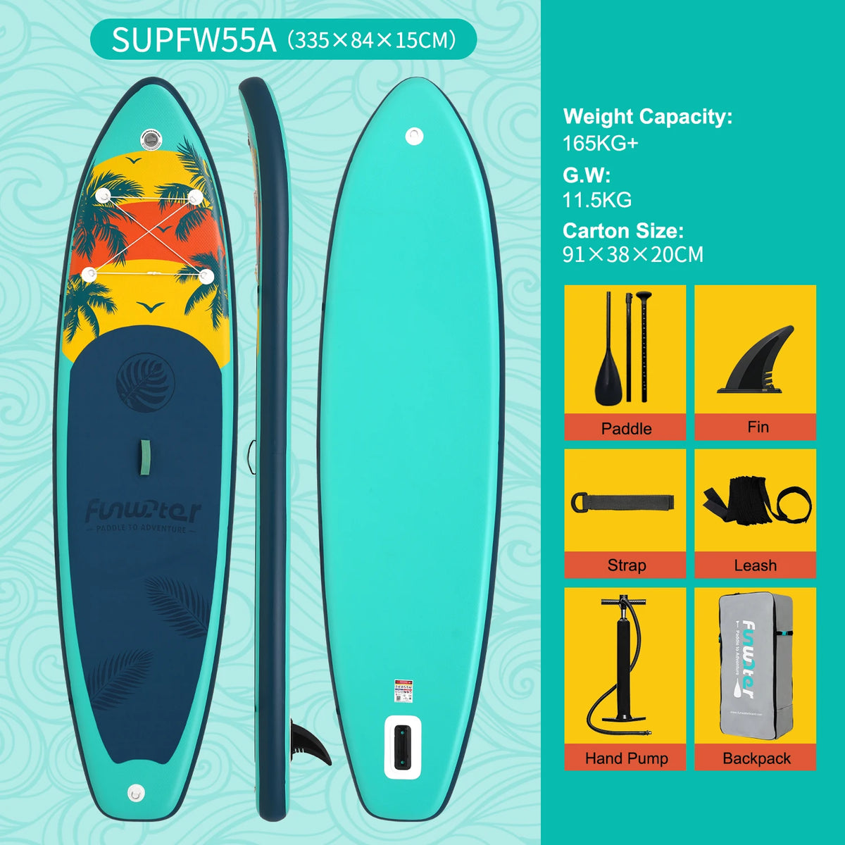 Feath-R-Lite 11'6" / 11' Inflatable Stand up Paddle Board SUP Surfboard with Accessories Lightweight Portable Paddle Board for Surfing