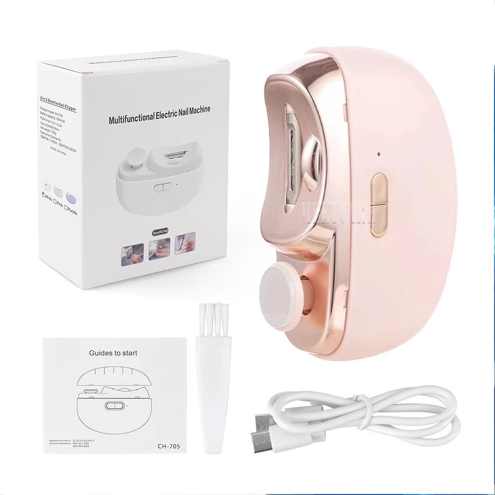 2in 1 Auto Wireless Nail Clippers for Adult Child Electric Nail Grinder Trimmer Finger Toe Manicure Cutter Tool